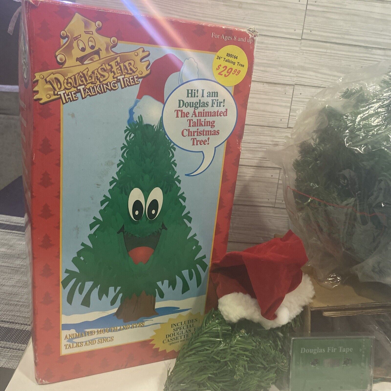 1996 Gemmy DOUGLAS FIR TALKING TREE Animated Singing Christmas Tree Open Box
