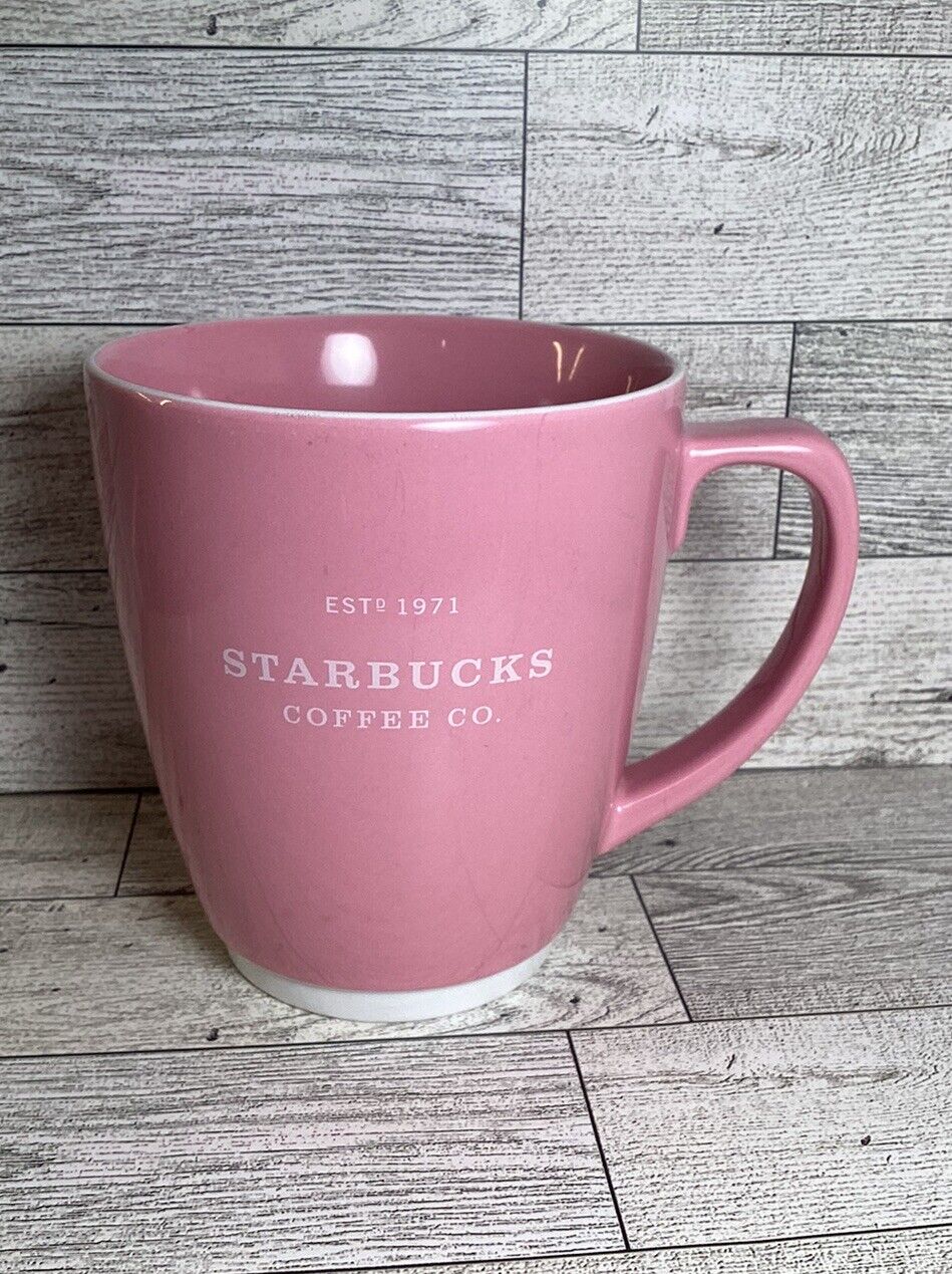 Starbucks Coffee Co. 2006 Mug Tea Cup 18 Oz Est. 1971 Pink White Vintage