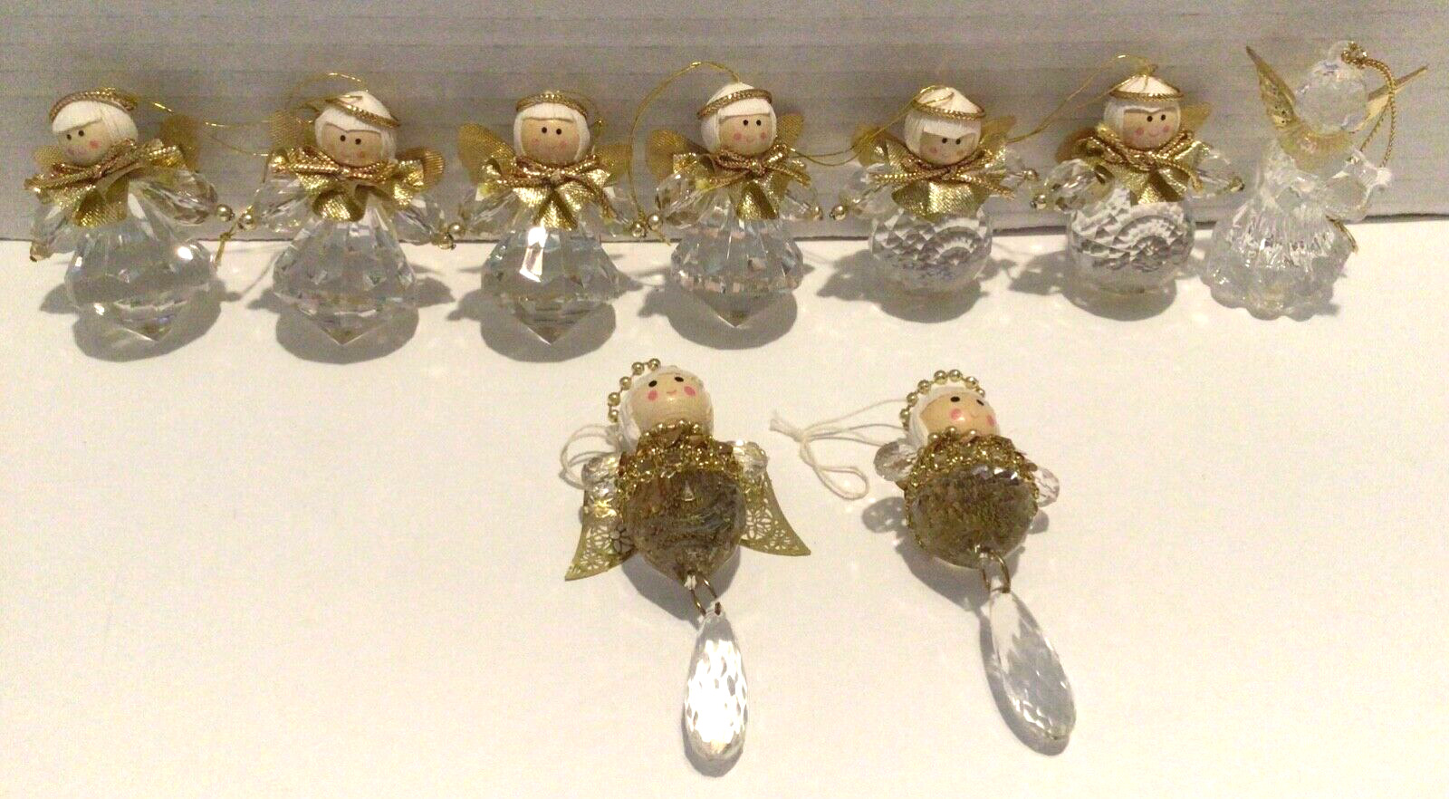 Mini Angel Glass Ornament Crystal Lot of 9 Christmas Tree Ornament Decorations