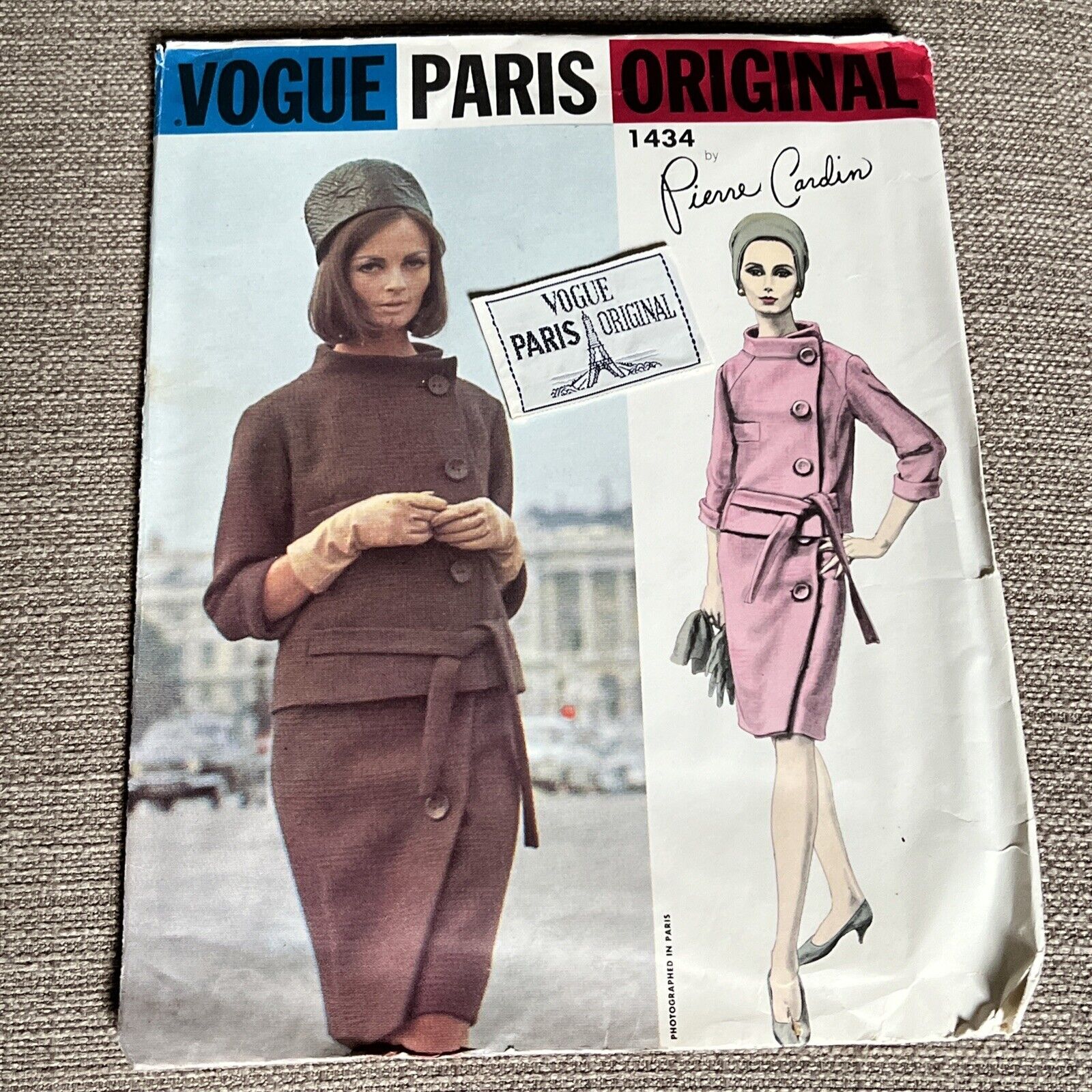 60s VOGUE PARIS ORIGINAL Sewing Pattern PIERRE CARDIN 1434 SUIT UNCUT Sz 12 = 4