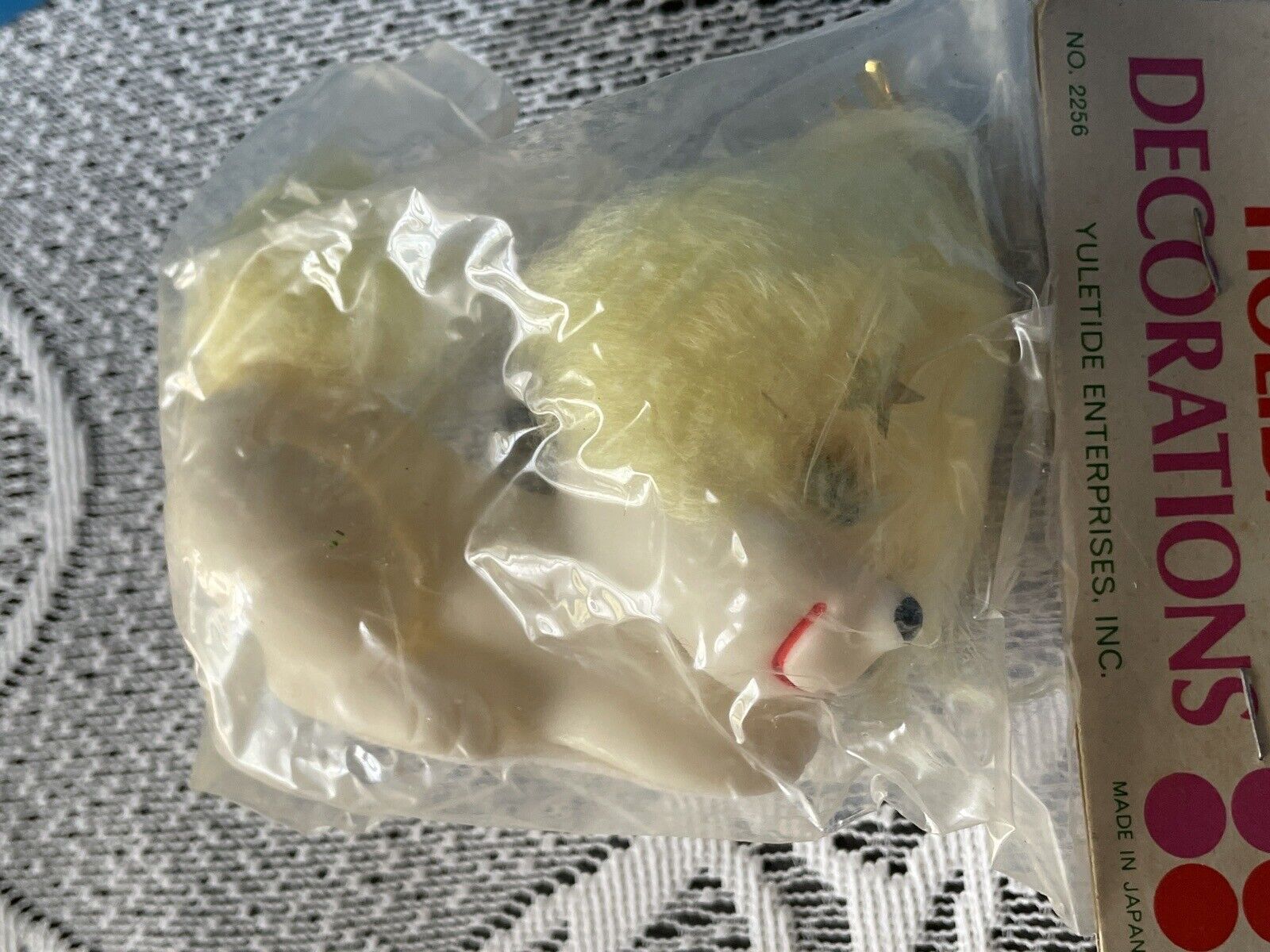 Vintage RARE Adorable NOS Yellow hair Puppy Dog Christmas Ornament Plastic Japan