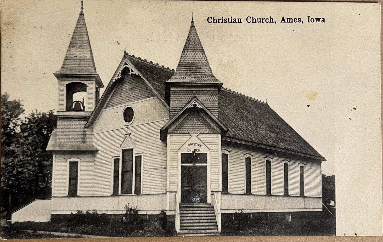 Ames Iowa Christian Church Antique Photo Postcard c1900
