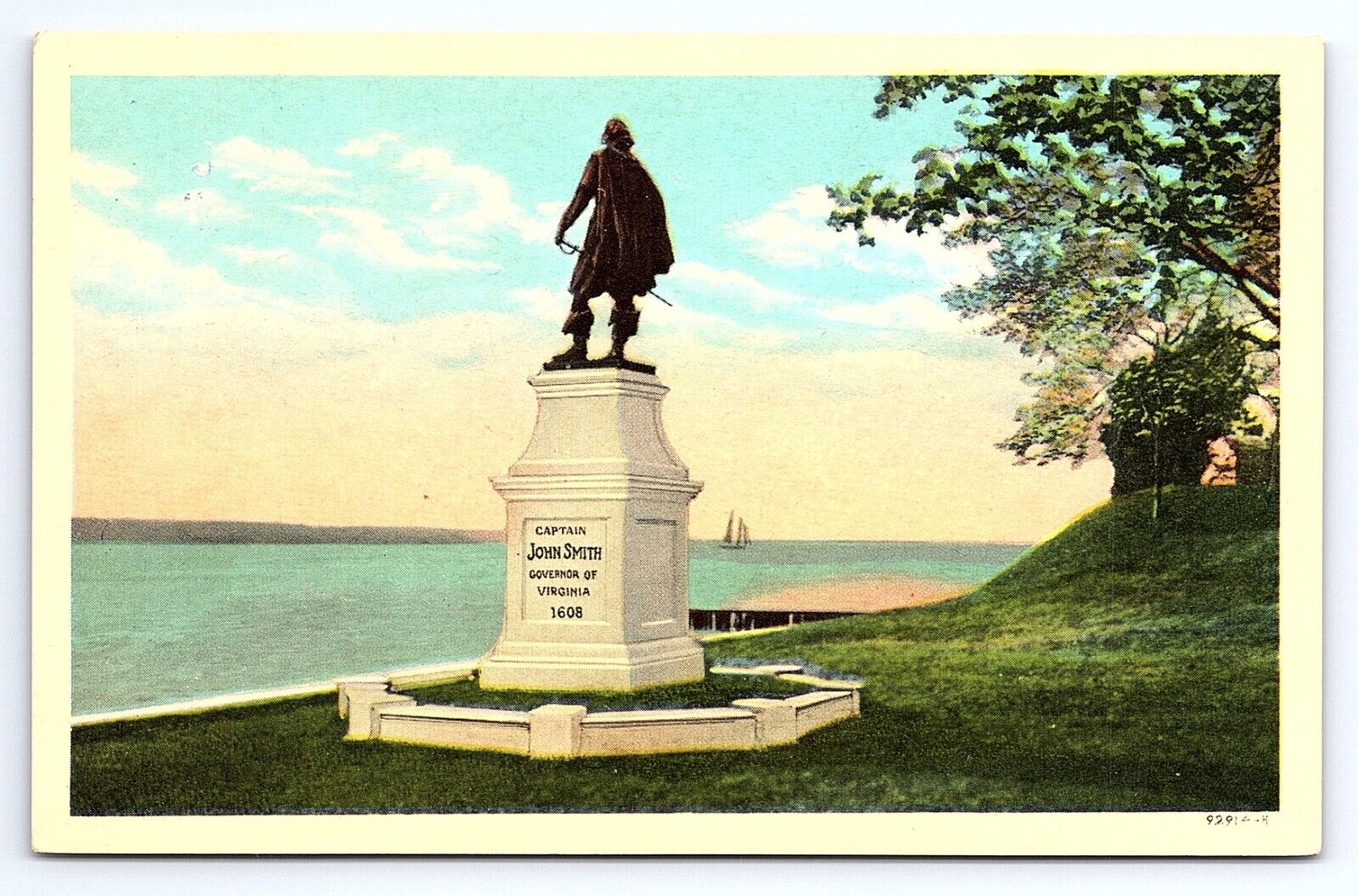 Postcard Jamestown Island Virginia VA John Smith Monument