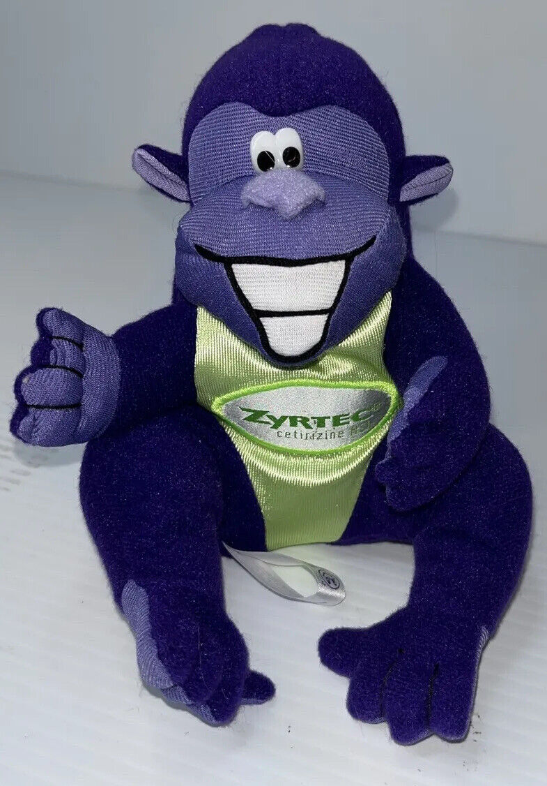 ZYRTEC Purple Plush Gorilla Monkey Stuffed Toy Pharmaceutical Advertisement 