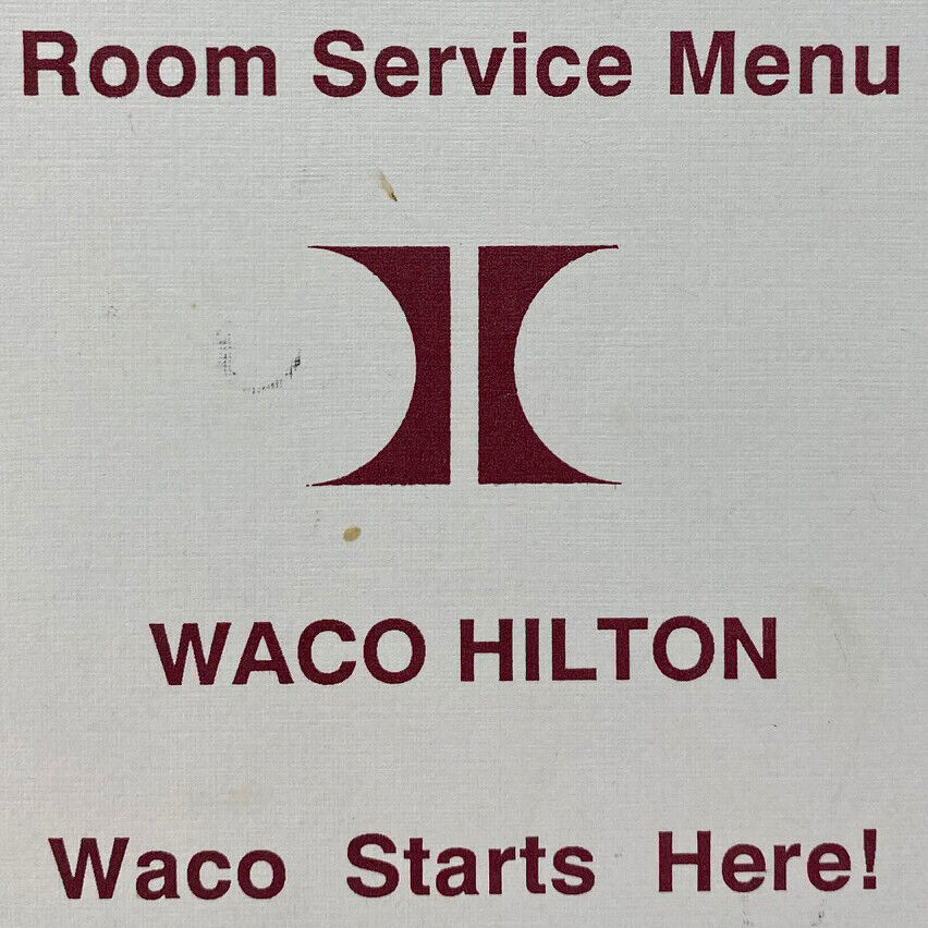 Vintage 1980s Waco Hilton Hotel Room Service Menu Texas Bridgeview Restaurant