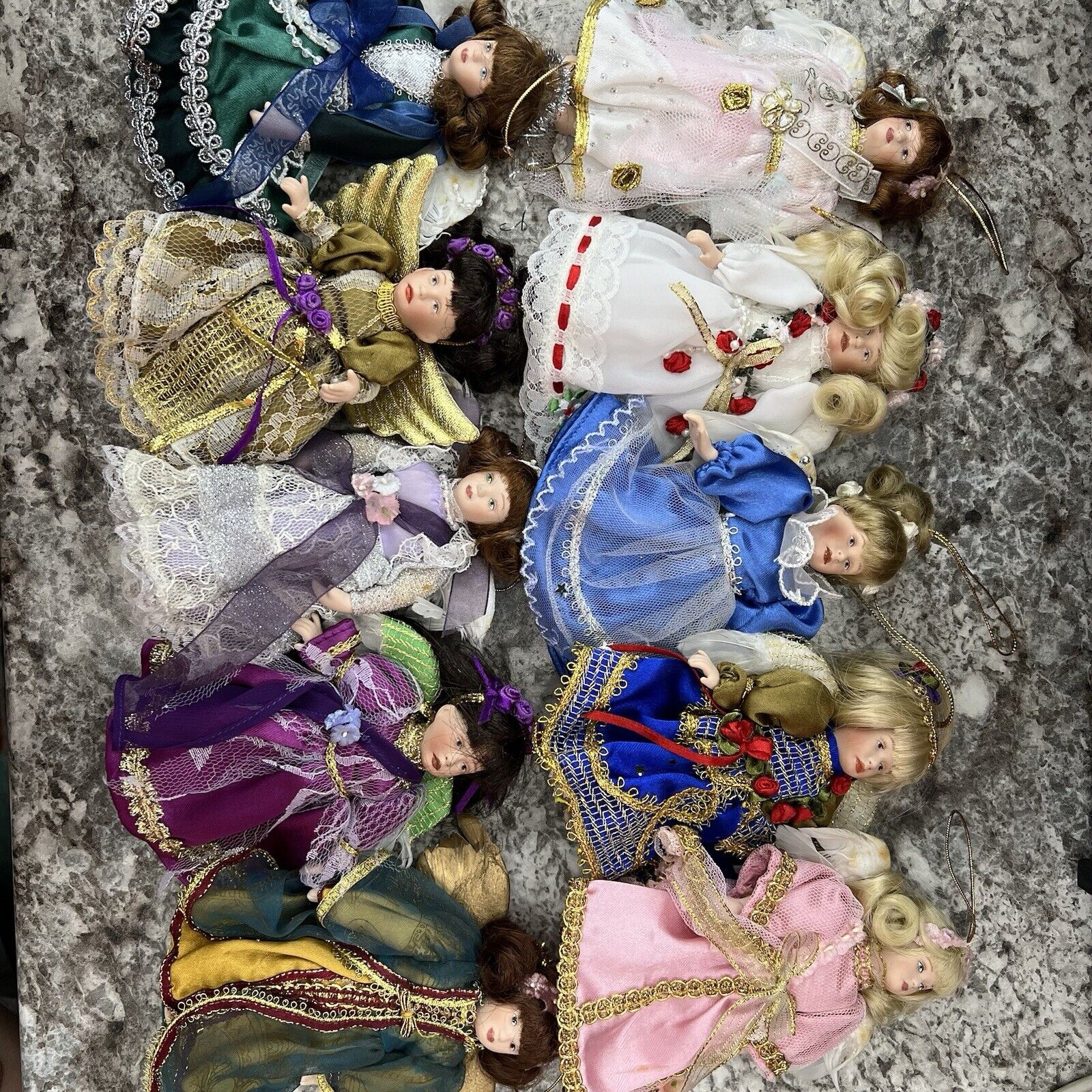 10 VINTAGE Treasury Collection Paradise Galleries Doll Christmas Ornaments