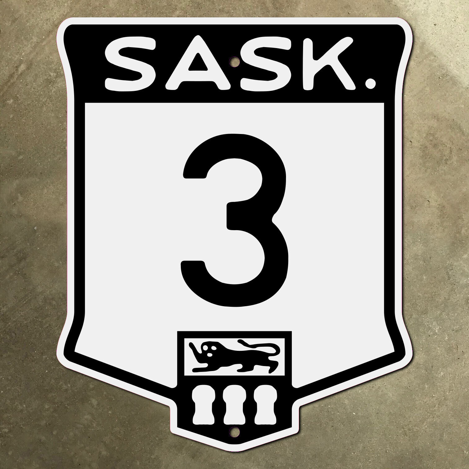 Saskatchewan provincial highway 3 route marker road sign Canada 1950s crest