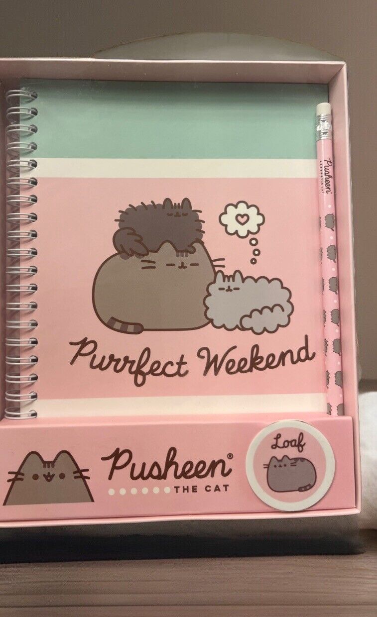 Pusheen the Cat NOTEBOOK & PENCIL STATIONERY 3PC SET - New