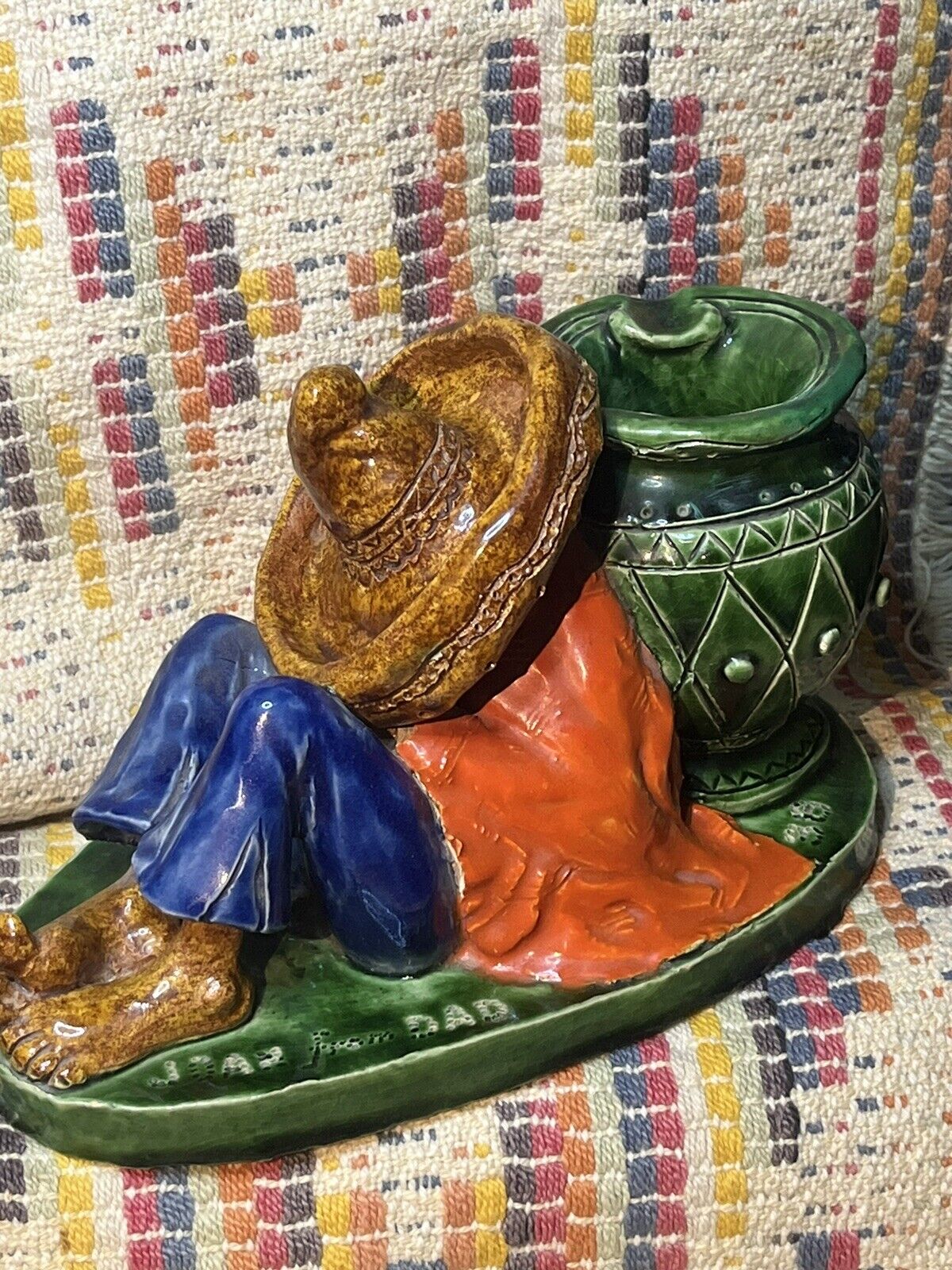Unique 1930’s HANDMADE Red Clay Pottery Mexican FOLK ART Sculpture Ashtray