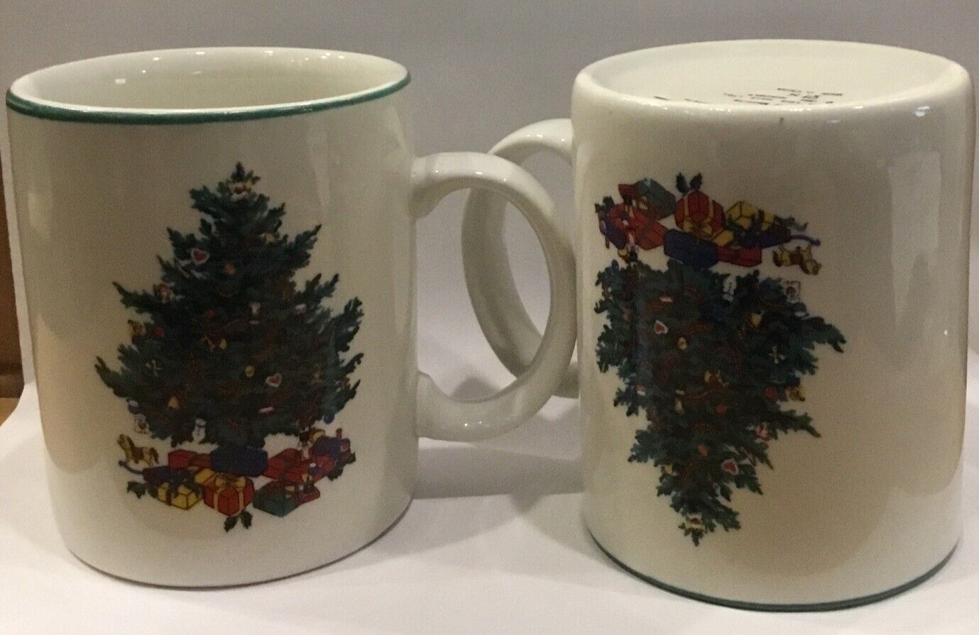 Vintage (1994) Origins Fine Porcelain Christmas Morning Christmas Mugs Cup X 2