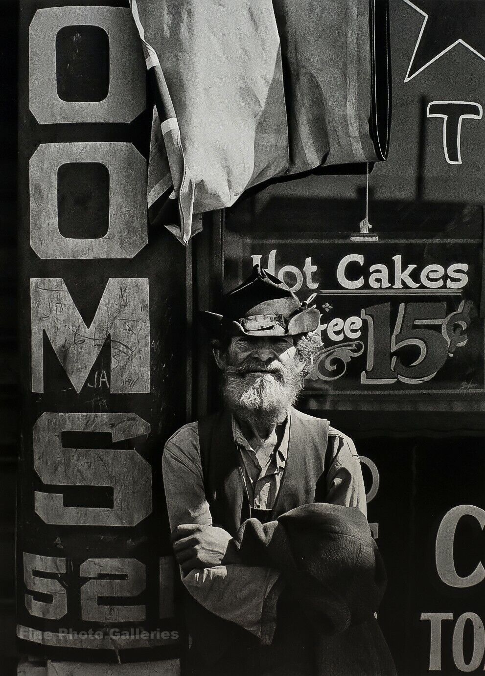 1936/72 ANSEL ADAMS Vintage Store Front Itinerant Man California Photo Engraving