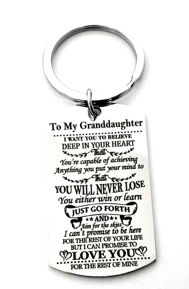 To My Granddaughter Love You Rest Of Mine Keychain