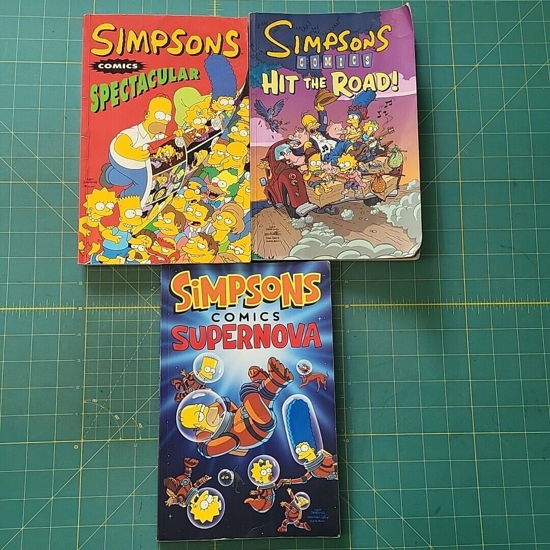 3 Vintage The Simpsons Comic Books Spectacular Hit The Road Supernova 