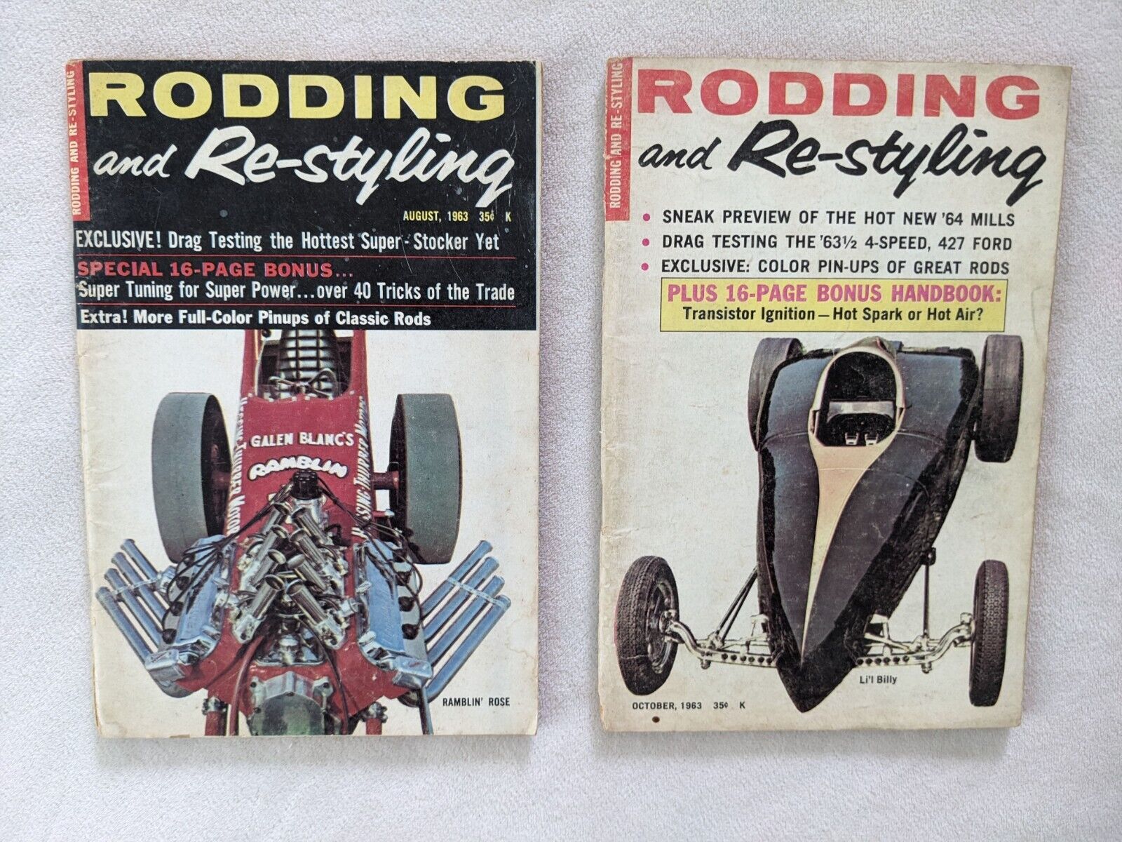 Lot of 2 Rodding and Restyling Magazines - Jul/Aug and Sept/Oct 1963 - Vintage