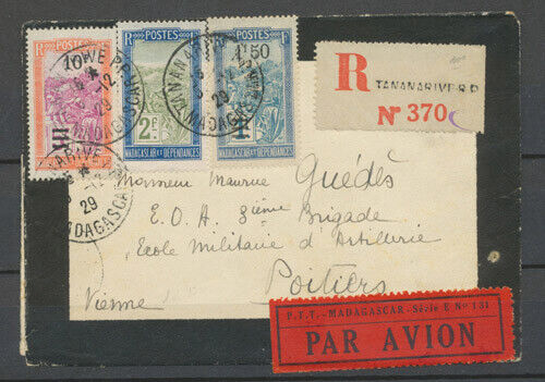 5.12.1929 approx. TANANARIVE-France sur LR, 3 Obl stamps, superb X5155