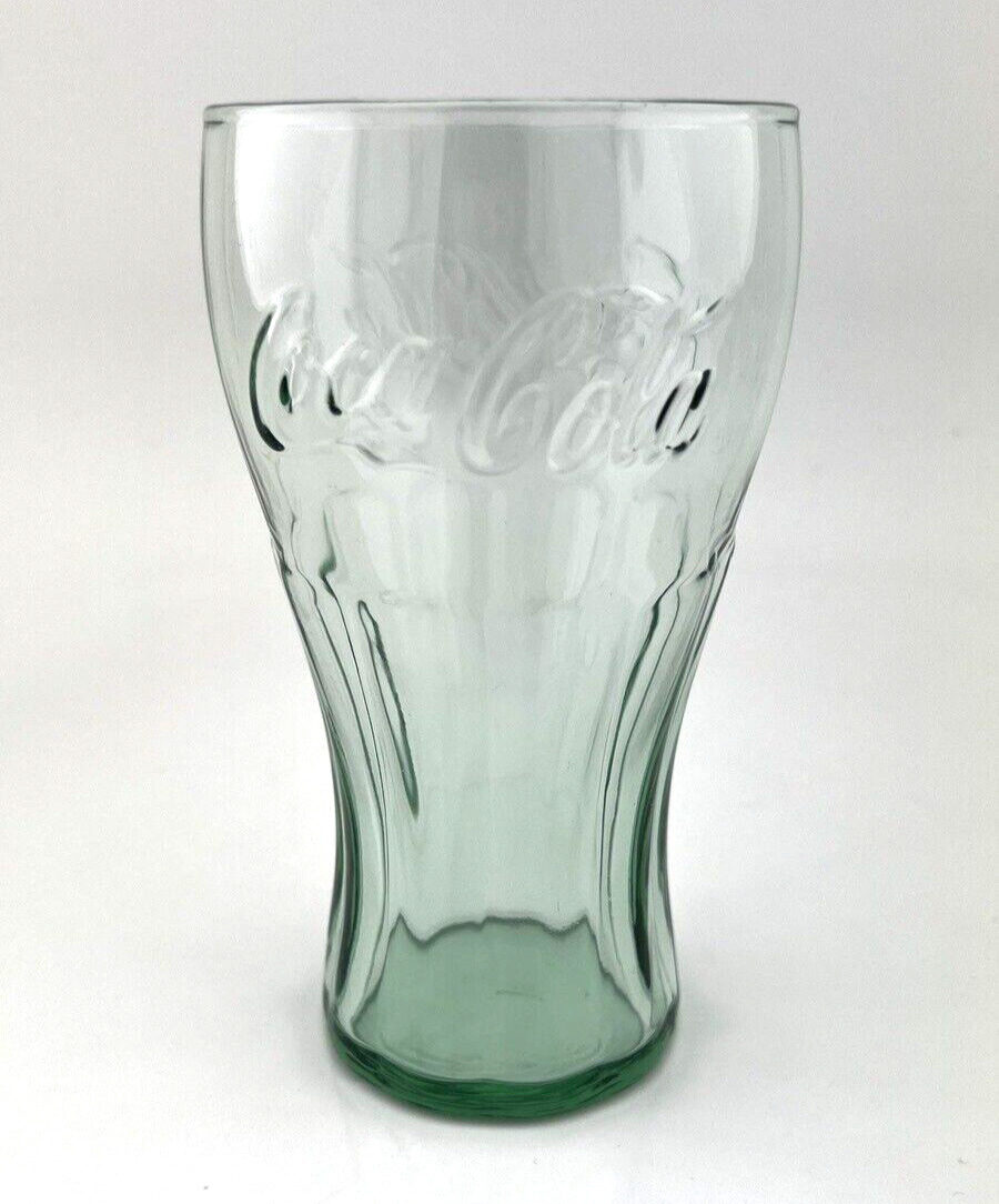 Coke-A-Cola Glass Cup 12 Oz Soda Glass Vintage Green Tint