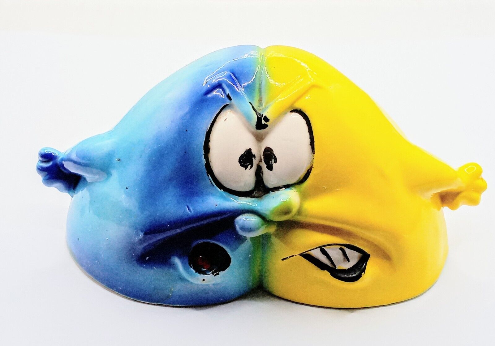 Kreiss Psycho Ceramics Yellow & Blue Double Faced Psycho Blob With Arms