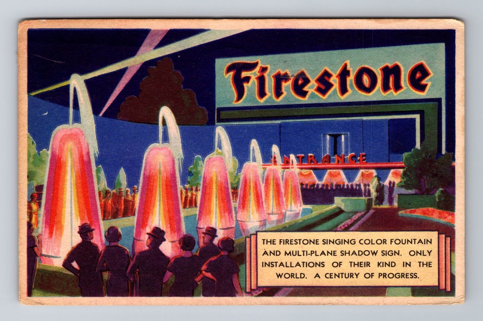 Chicago IL-Illinois, Firestone Singing Color Ft, c1933 Antique Vintage Postcard