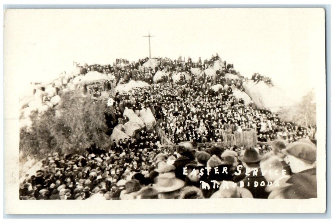 c1918 Easter Hillside Service Mt. Rubidoux Riverside CA RPPC Photo Postcard