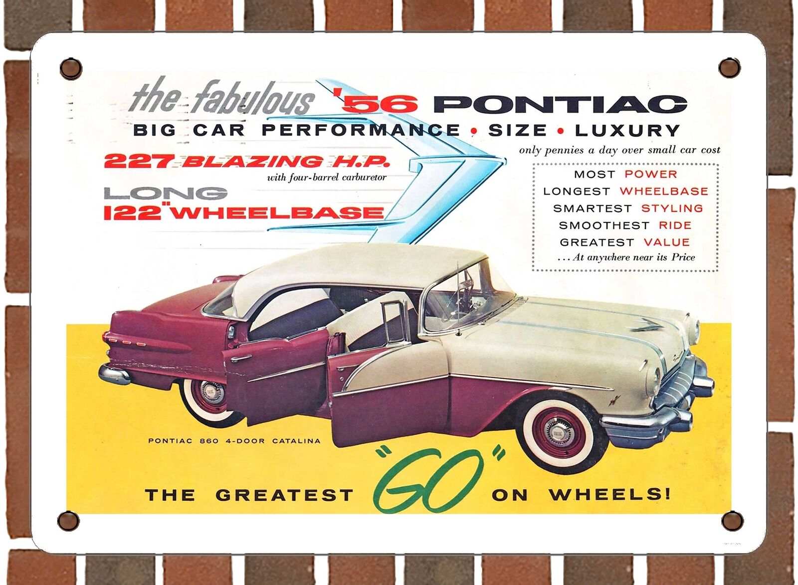 METAL SIGN - 1956 Pontiac 860 4 Door Catalina Hardtop - 10x14 Inches