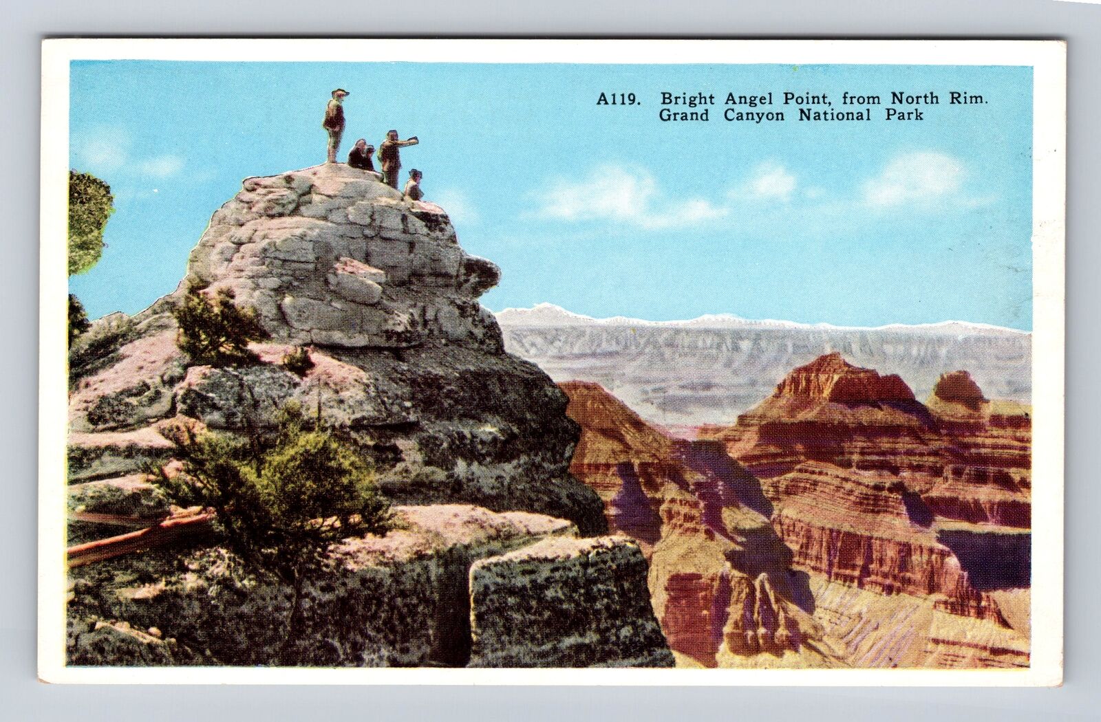 Grand Canyon National Park, Bright Angel Point From North Rim, Vintage Postcard
