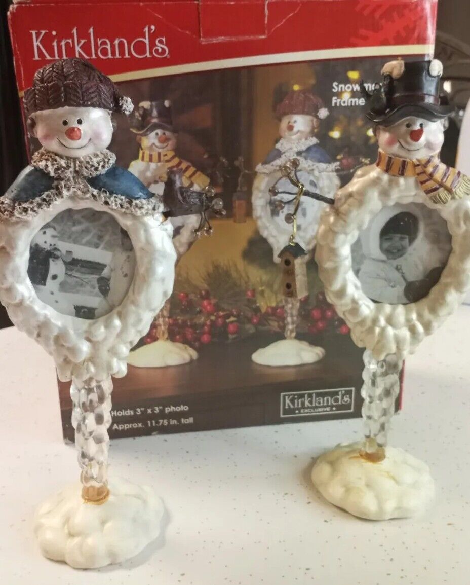 Christmas Kirkland\'s Exclusive Mr & Mrs Snowman Photo-Picture Frames Set 11.75\
