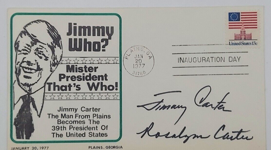 President Jimmy Carter First Lady Rosalynn Carter Signed 1977 Inaugural Cover