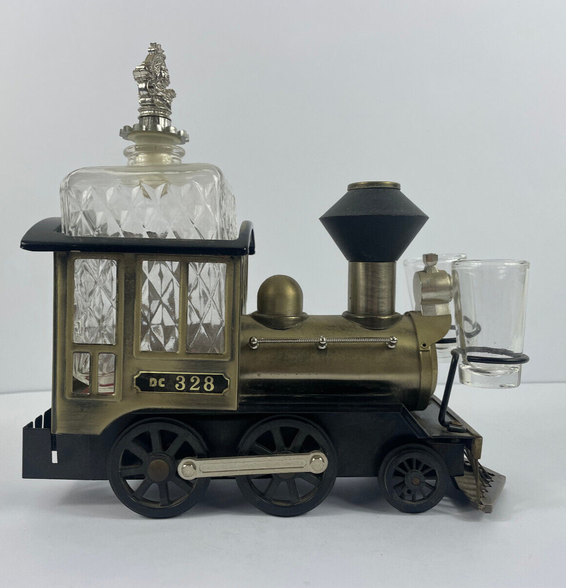 VINTAGE  Dc328 TRAIN LOCOMOTIVE MUSIC BOX DECANTER Working - Made in Japan