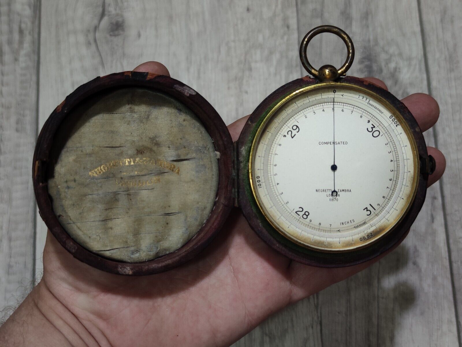 NEGRETTI & ZAMBRA London Antique Pocket Barometer Altimeter