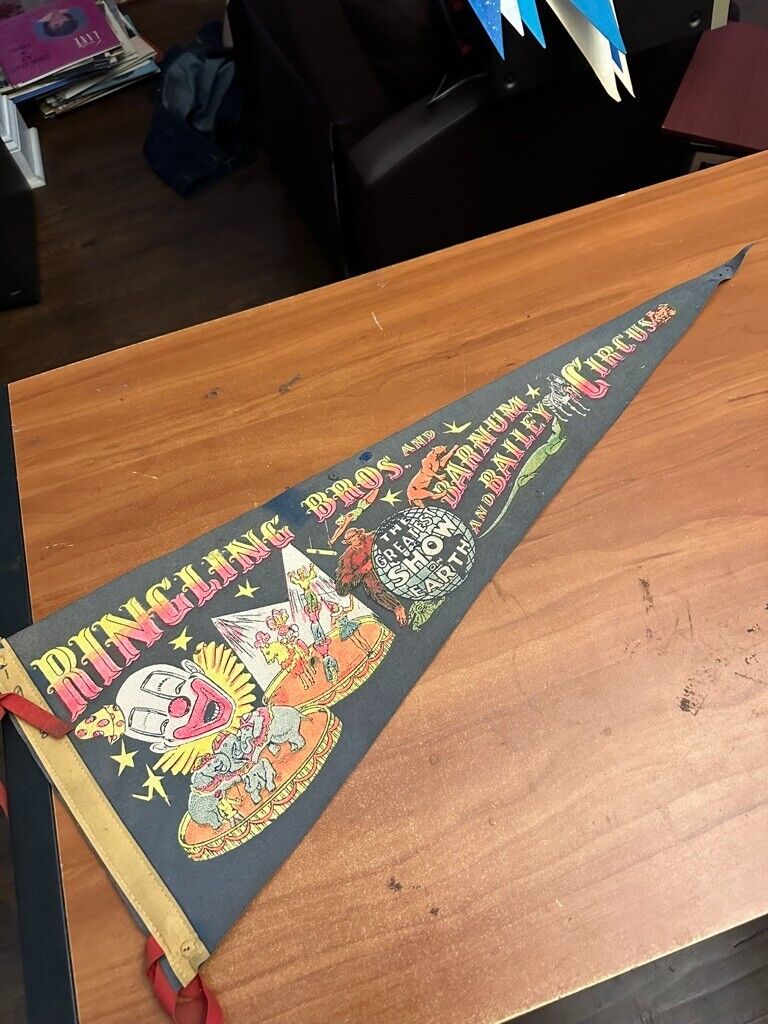 Vintage Pennant rare 1960's Ringling Bros and Barnum and Bailey Circus 29