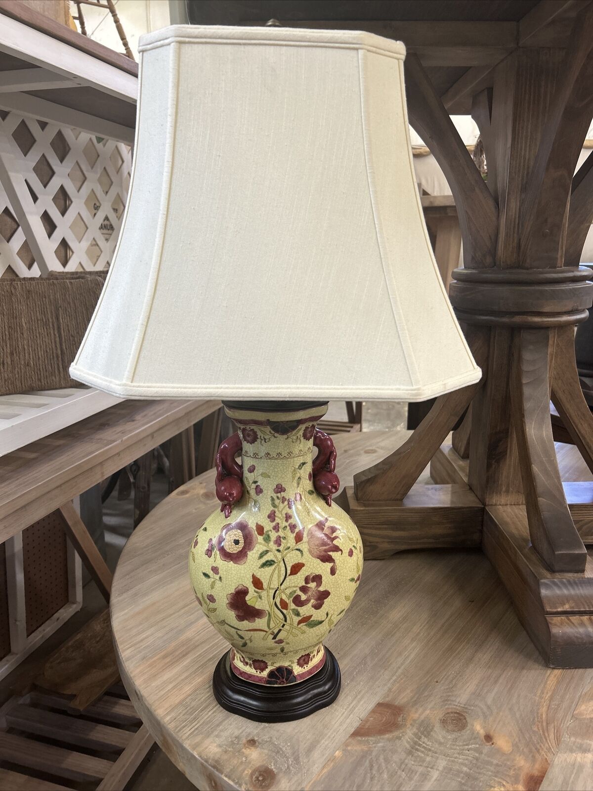 accent Original Porcelain Lamp Handpainted Tree of life Urn Lamp Florals/Shade