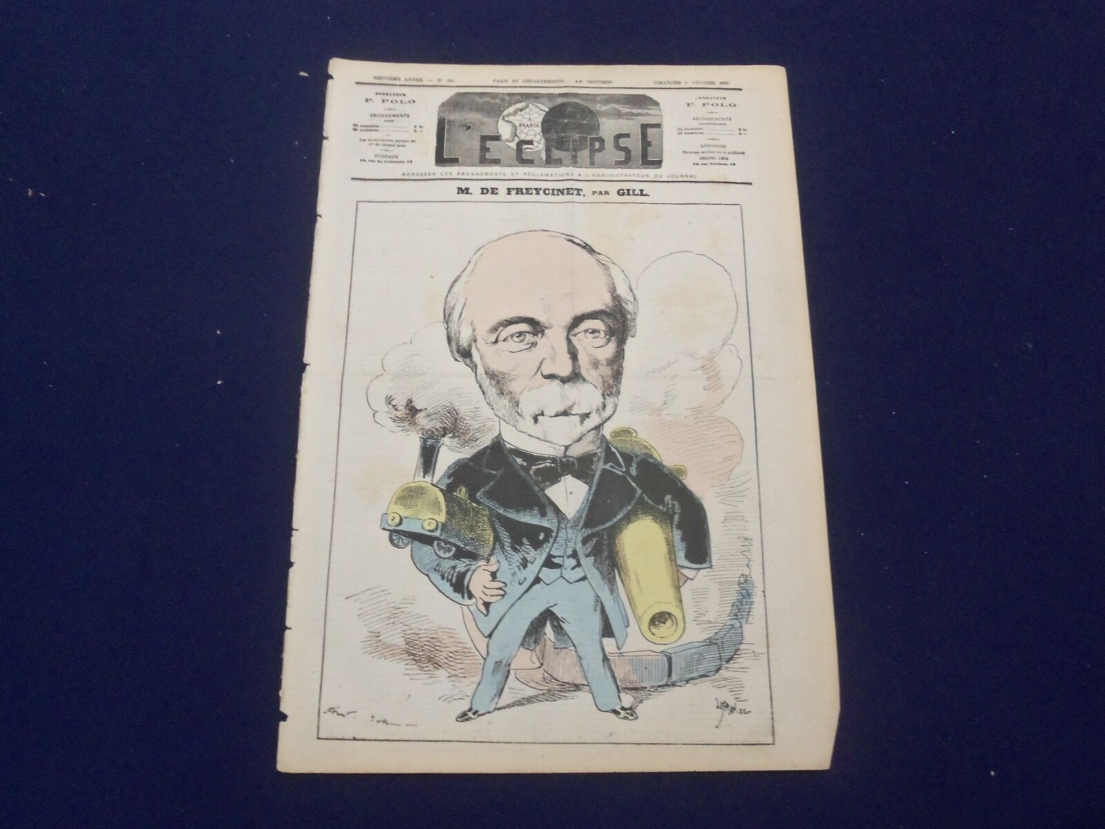 1876 FEBRUARY 6 L'ECLIPSE NEWSPAPER -NO. 380 - M. DE FREYCINET - FRENCH -FR 3101