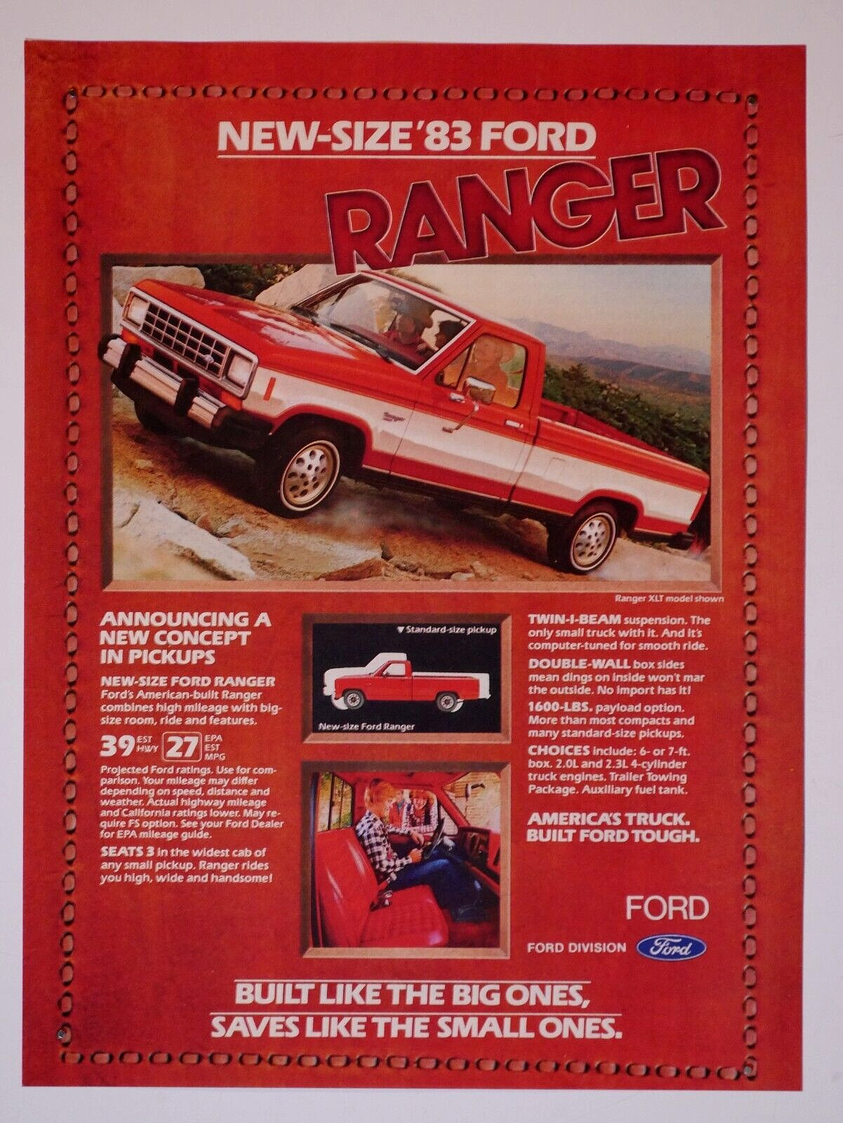 1983 Ford Ranger Pickup 150 Vintage Original Magazine Print Ad 8 5 x 11\