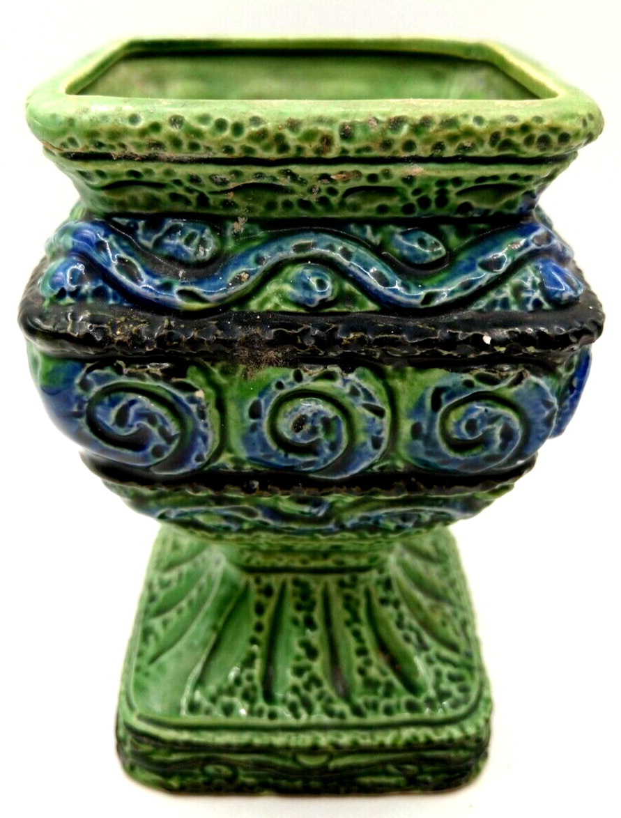Vintage Rubens Originals Blue Green Ceramic Vase Planter 1950\'s