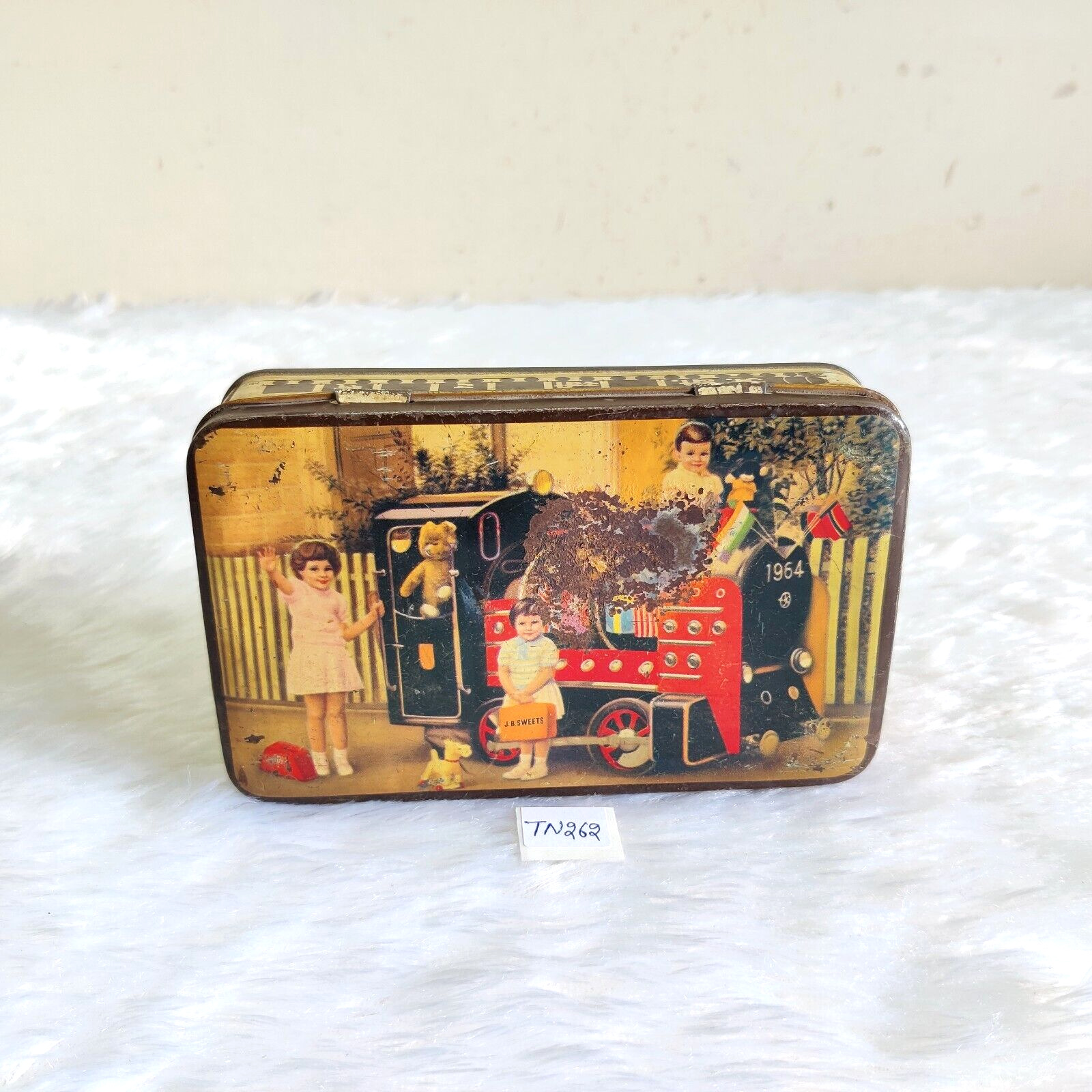 Vintage Toy Train Kids Graphics JB Mangharam Sweets Confectionery Tin Box TN262