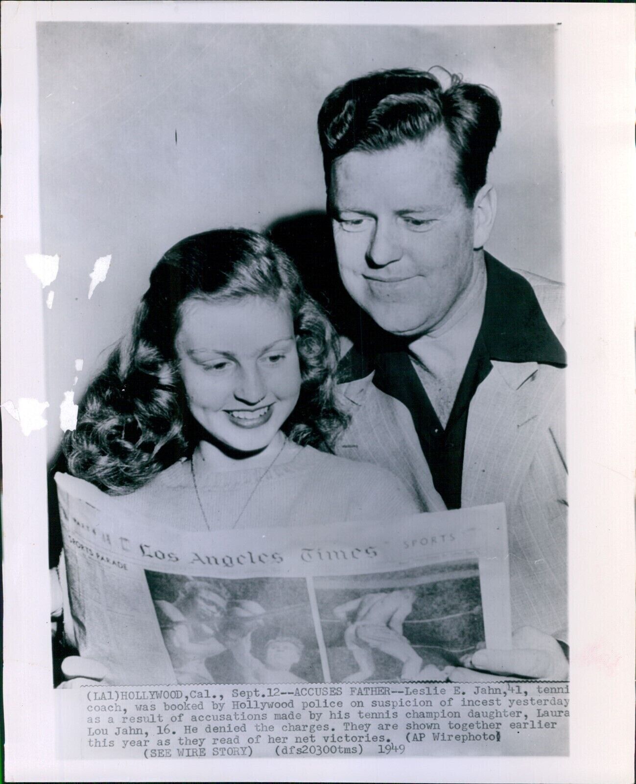 1949 Tennis Coach Leslie Jahn Arrested On Incest Charges Crime 8X10 Press Photo
