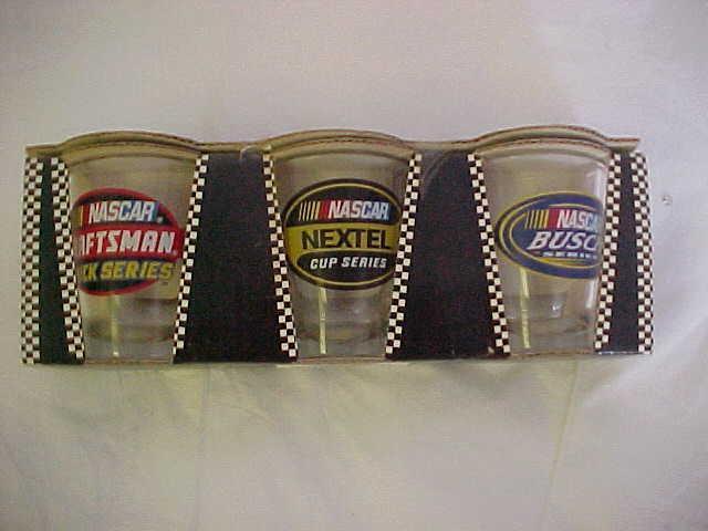 NASCAR  SHOT GLASSES (3) CRAFTSMAN TRUCK SERIES/NEXTEL CUP SERIES/BUSCH SERIES