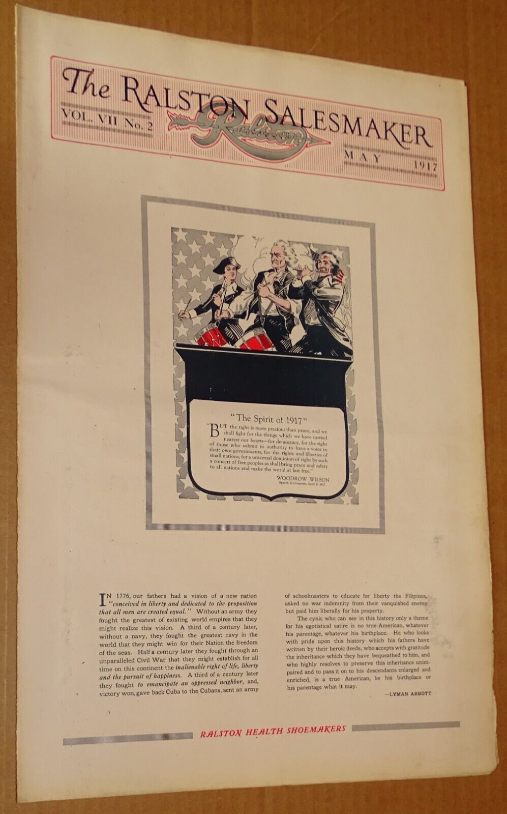 May 1917 The Ralston Salesmaker - Shoe Brochure (very musty) Woodrow Wilson, etc