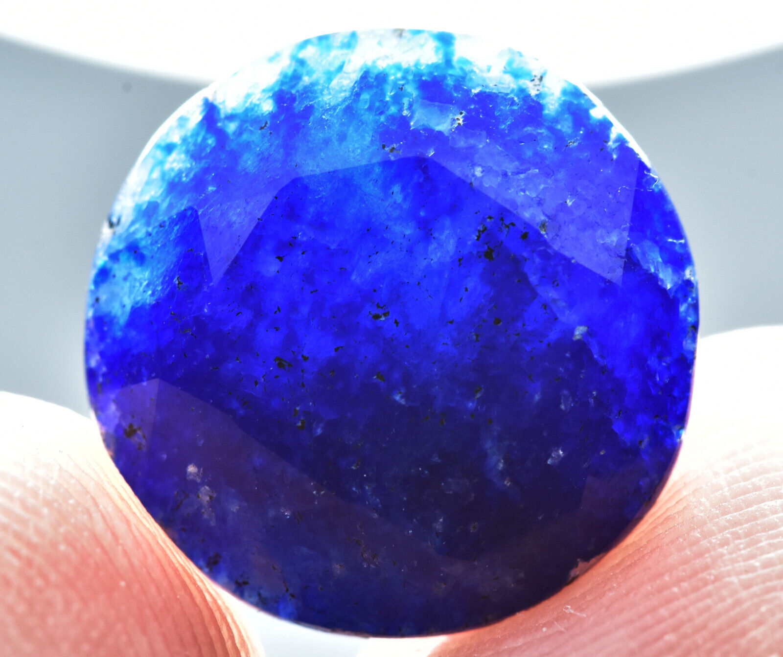 Natural Round Faceted Fluorescent Afghanite With Full Lazurite Inclusion 8 Carat