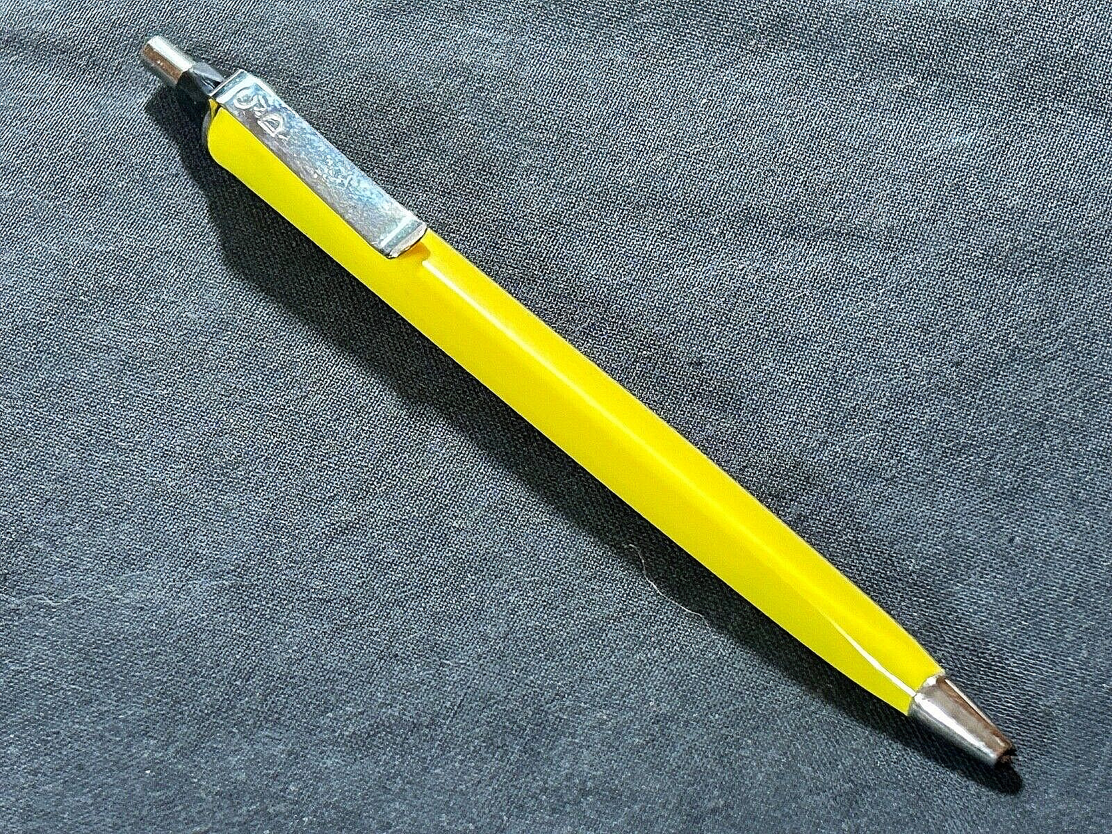 Vintage-ish C&D Triangle Body Ballpoint Pen. Sweet Yellow, New Blue Refill