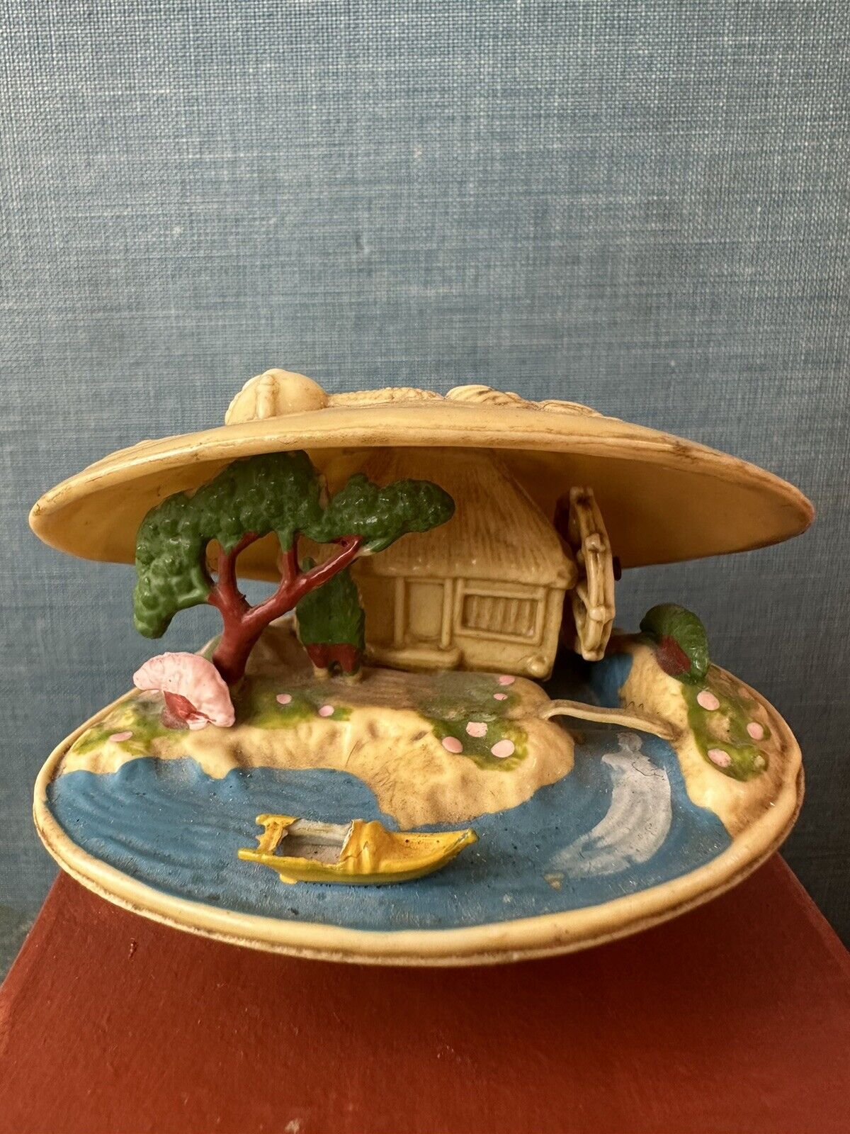 Vintage 1940s Japan celluloid clam dragon miniature diorama