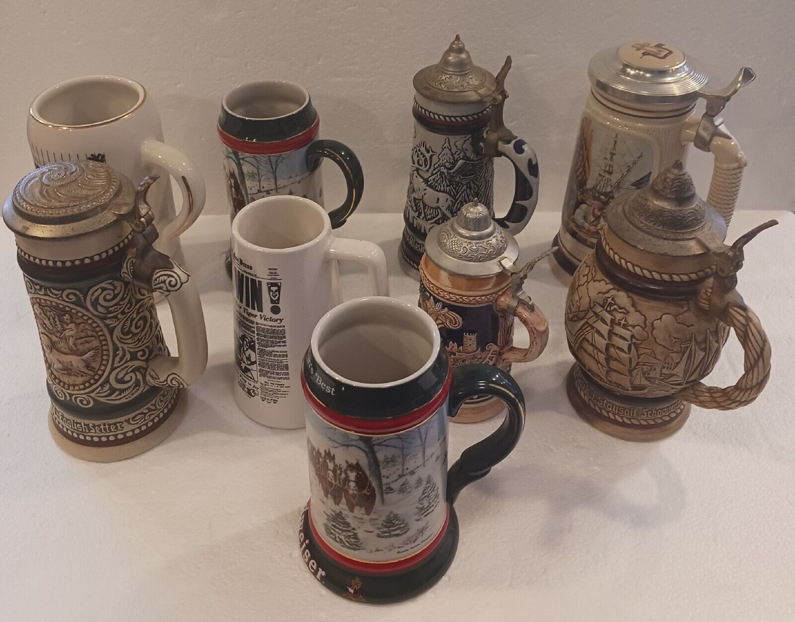 9 Piece Vintage Lot Beer Steins Collectible Mugs