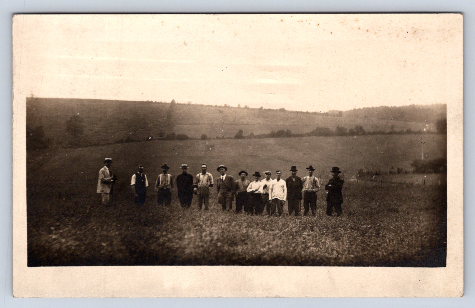 Vintage Postcard Jamestown NY RPPC 1917 Men in Field