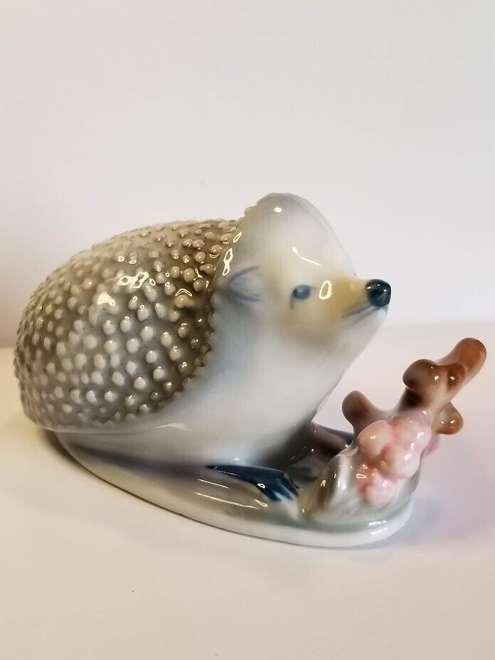 Zsolnay Hungary Rare Hedgehog Figurine with Branch, Mint, Porcelain Hand Painted