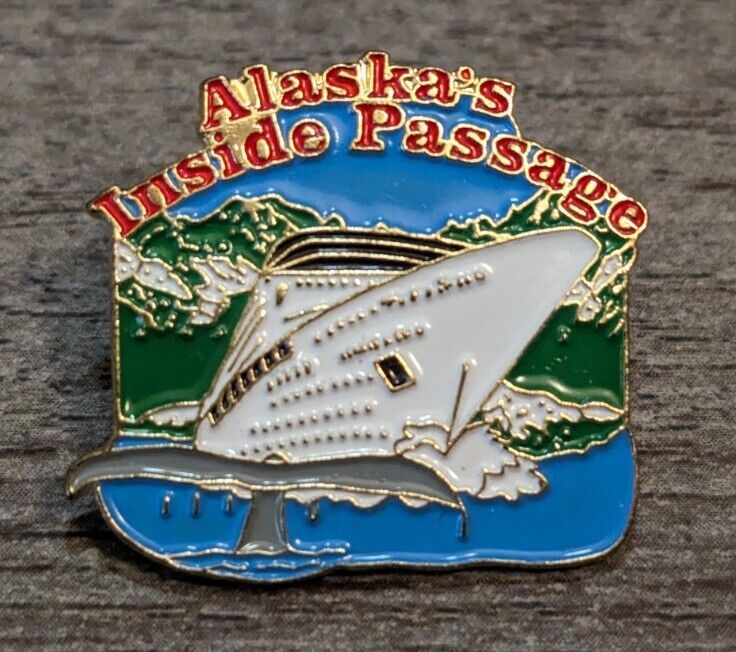 Alaska's Inside Passage Cruise Ship Whale Tail Enamel Lapel Pin Travel Souvenir