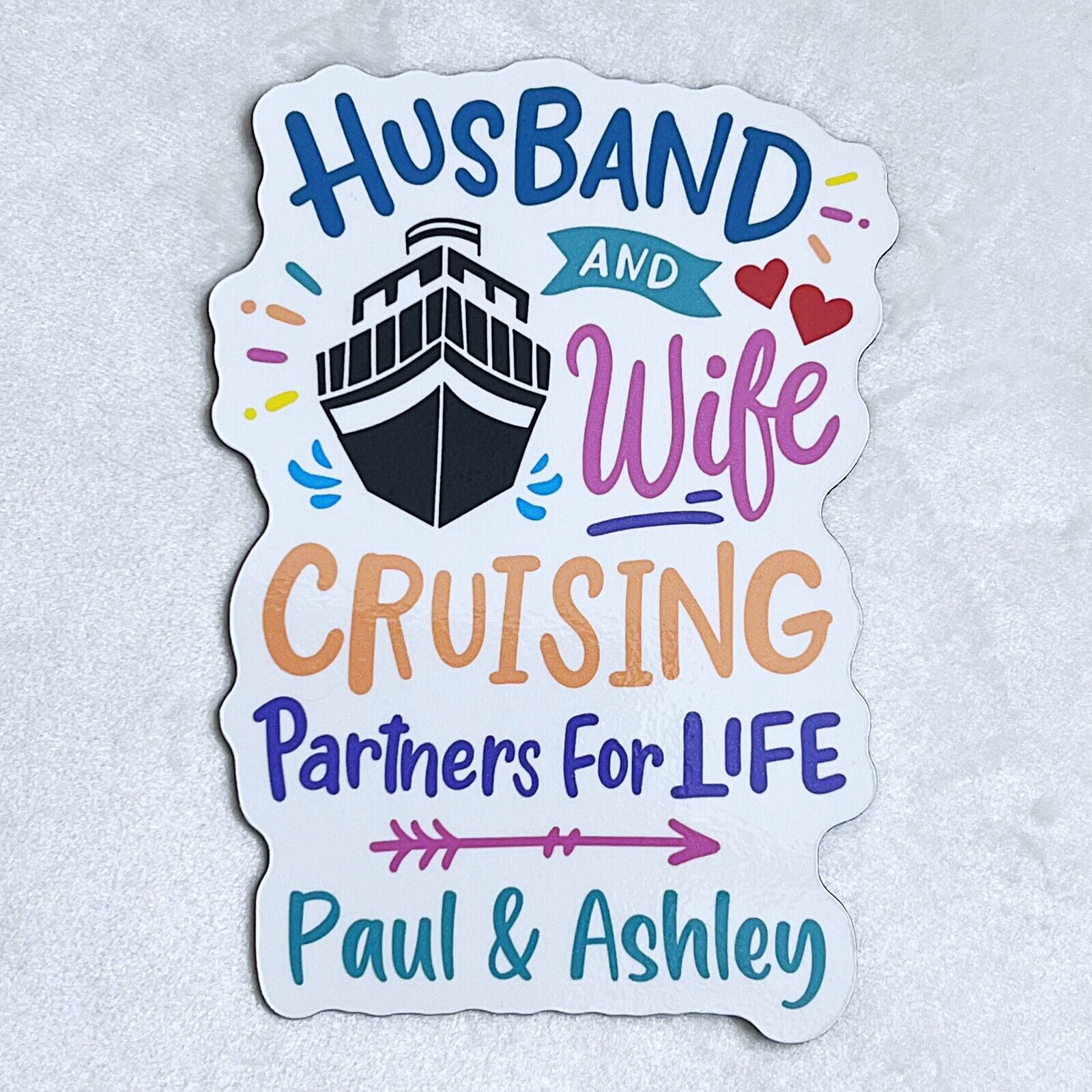 Husband Wife Cruising Partners Life Cruise Door Magnet, Carnival Royal Caribbean