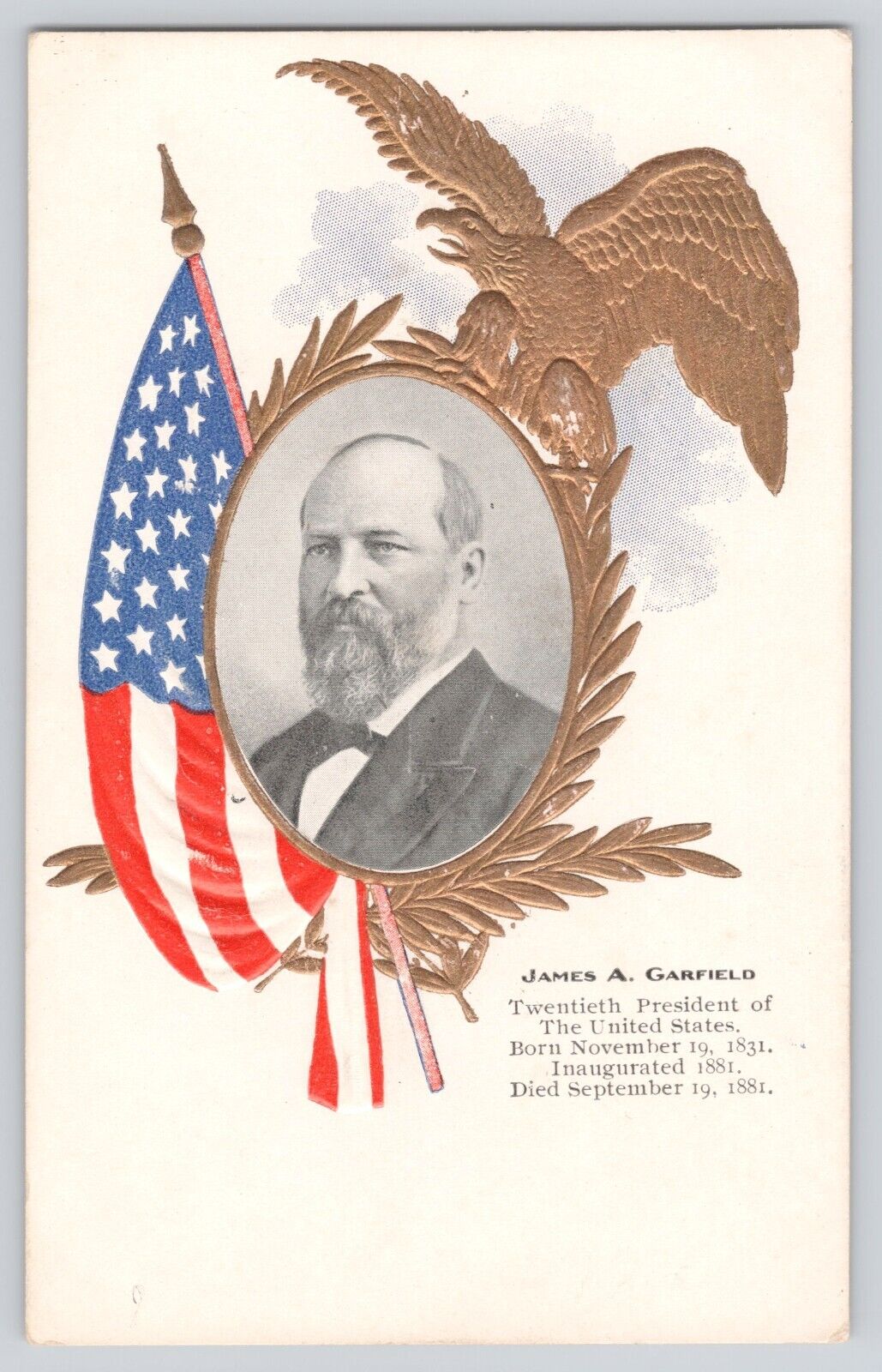 Postcard United States President James A. Garfield Patriotic Antique Embossed