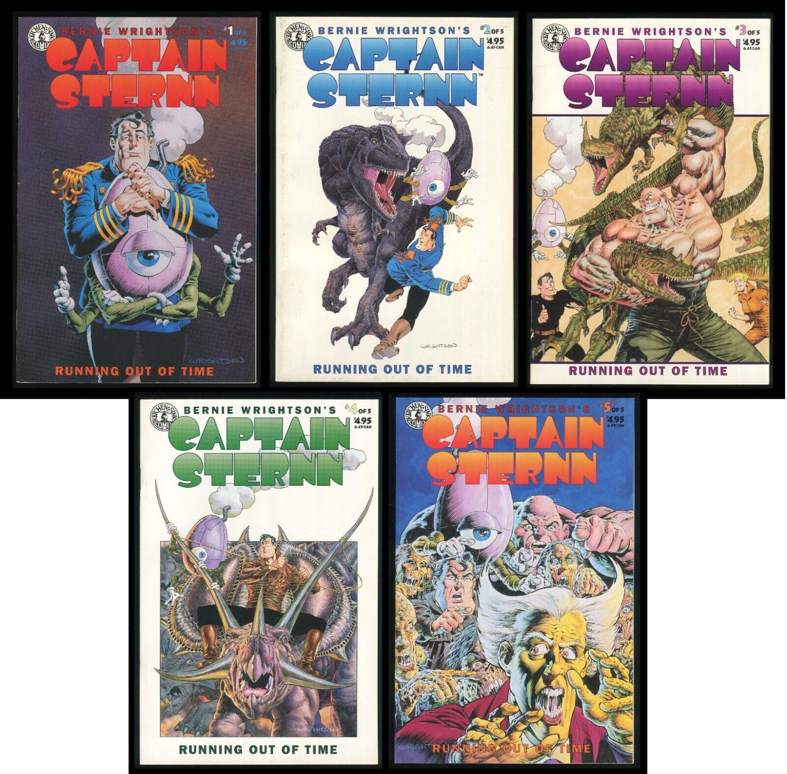 Bernie Wrightson's Captain Sternn Running Out of Time Comic Set 1-2-3-4-5 Lot 