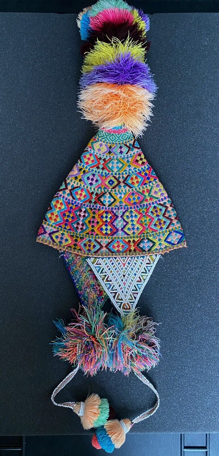 Antique Q’ero Peruvian Ceremonial Shaman Chullo Hat Andean Textile #5 *More fine