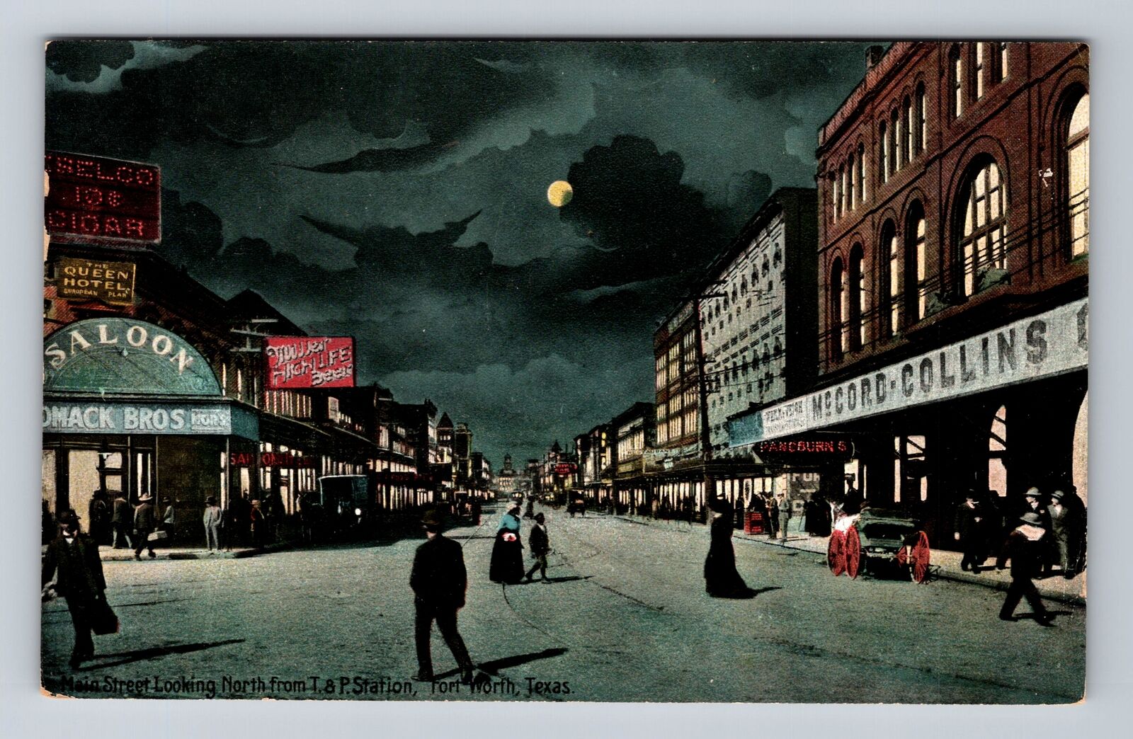 Fort Worth TX-Texas, Main Street Looking North, Antique, Vintage Postcard
